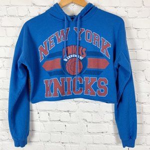 New York Knicks NBA Blue Crop Top Hood Sweatshirt